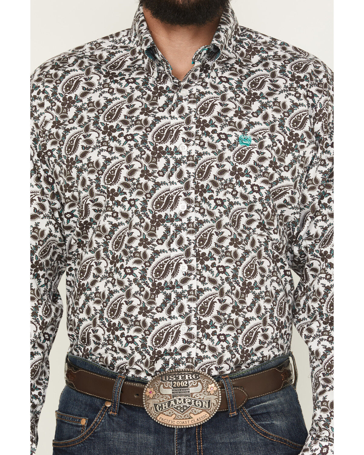 Image #3 - Cinch Men's Paisley Print Long Sleeve Button-Down Western Shirt, White, hi-res