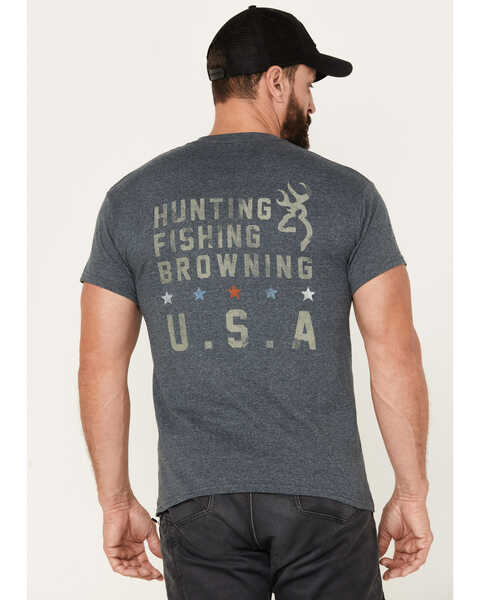Browning Men's Hunting Fishing Short Sleeve Graphic T-Shirt, Heather Grey, hi-res