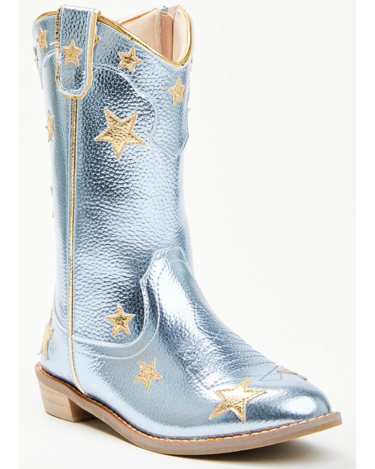 Wild + Rae Girls' Stars Western Boots - Round Toe, Blue, hi-res