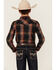 Image #4 - Cody James Boys' Trouble Dobby Plaid Print Long Sleeve Snap Western Shirt, Navy, hi-res