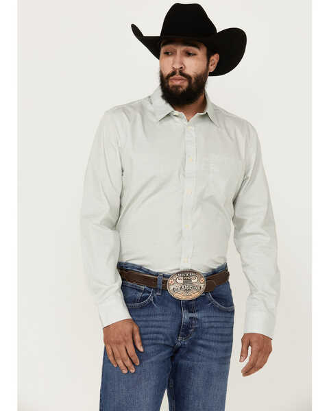 Cody James Men's Bar Stool Geo Print Long Sleeve Button-Down Western Shirt , Light Green, hi-res