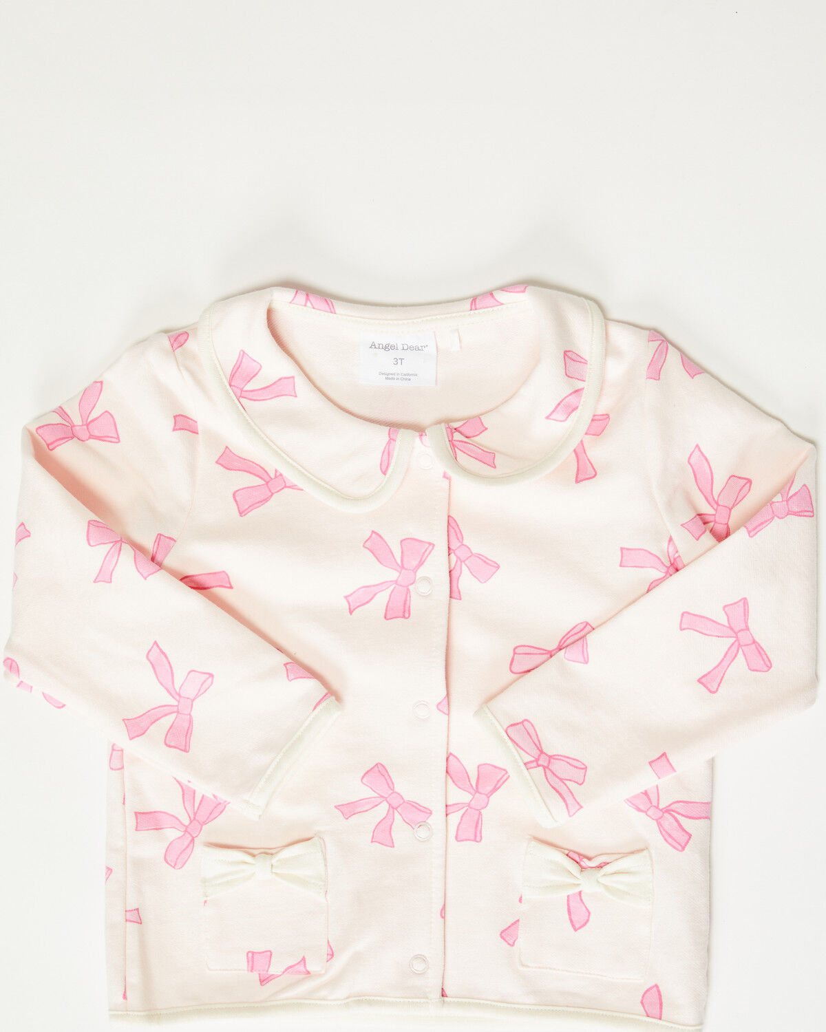 Image #1 - Angel Dear Toddler Girls' Bow Print Jacket, Light Pink, hi-res
