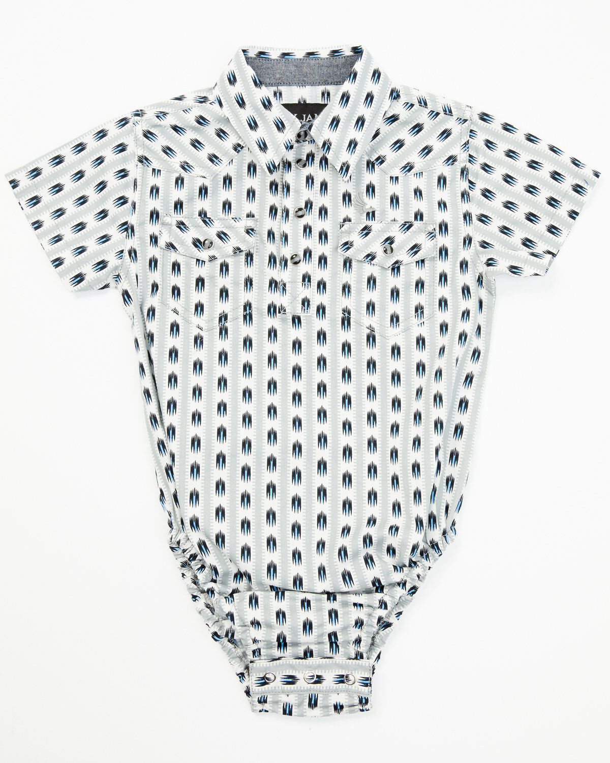 Image #1 - Cody James Infant Boys' Striped Geo Print Short Sleeve Snap Onesie, White, hi-res