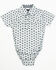 Image #1 - Cody James Infant Boys' Striped Geo Print Short Sleeve Snap Onesie, White, hi-res