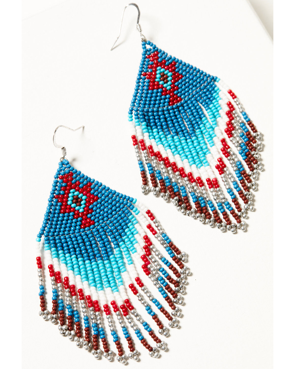 Image #2 - Idyllwind Women's Blueridge Antique Seed Bead Fringe Earrings, Blue, hi-res