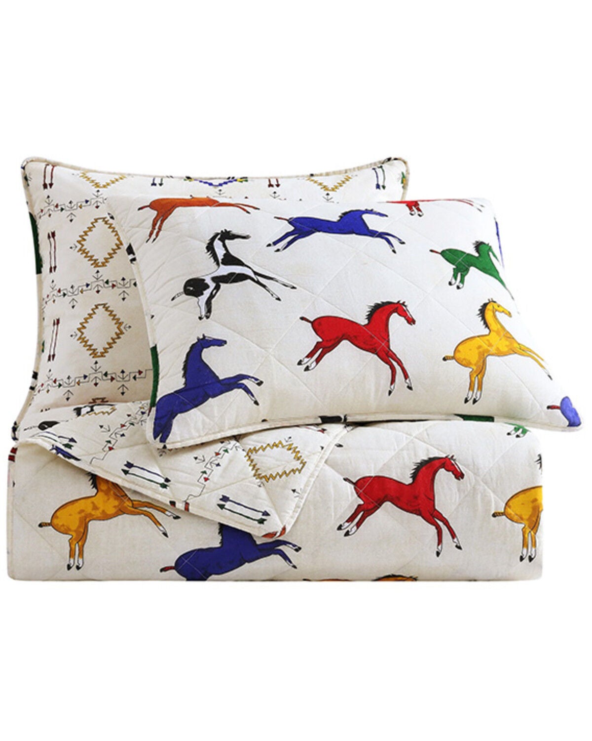 HiEnd Accents Wild Horses Reversible 3 Piece Quilt Set - King Size, Multi, hi-res