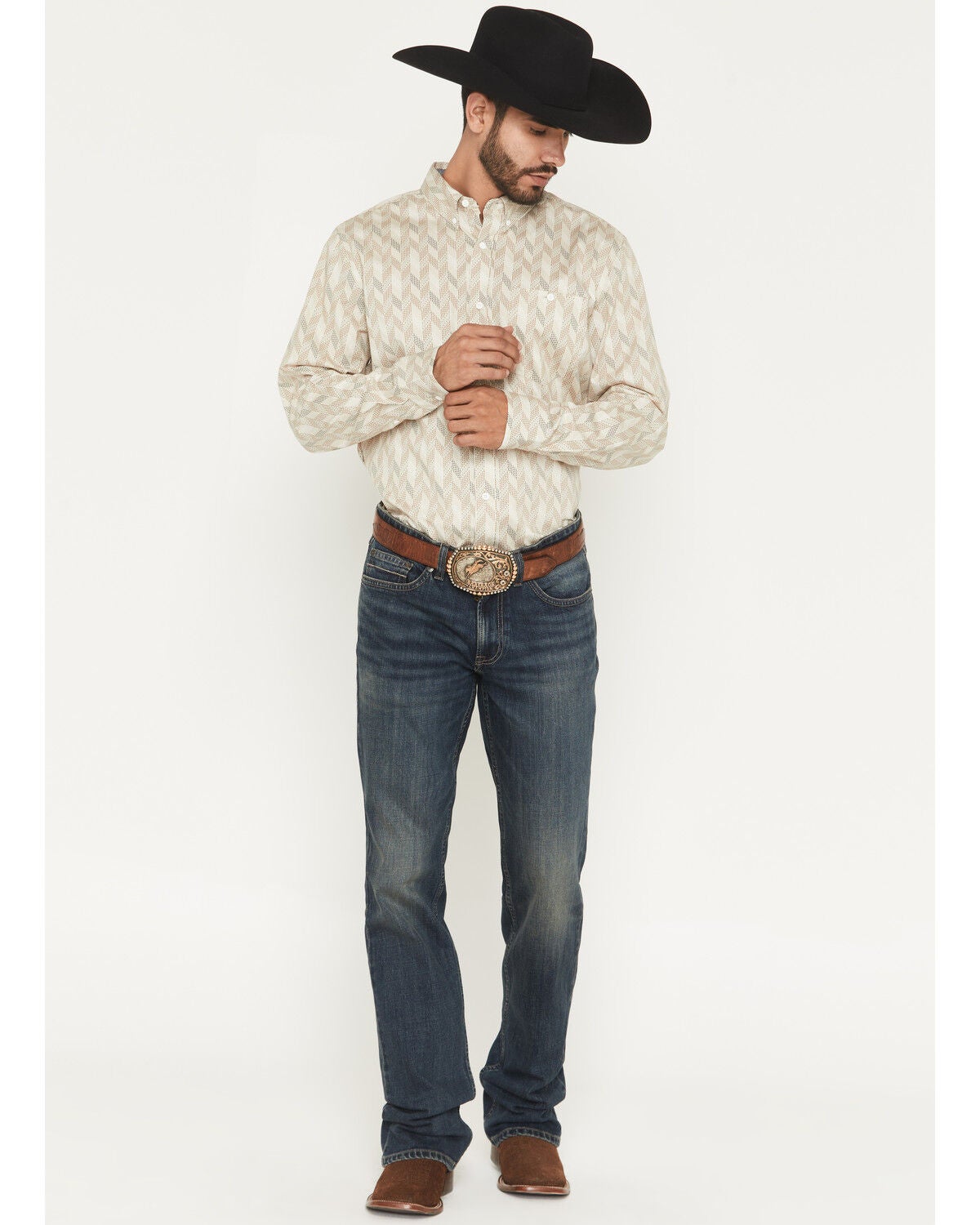 Image #1 - RANK 45&reg; Men's Roughstock Thunder Wash Trigger Slim Bootcut Durable Stretch Denim Jeans, Dark Wash, hi-res