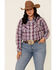 Image #1 - Ariat Women's Imperial Violet Stripe Incredible Long Sleeve Shirt - Plus, , hi-res