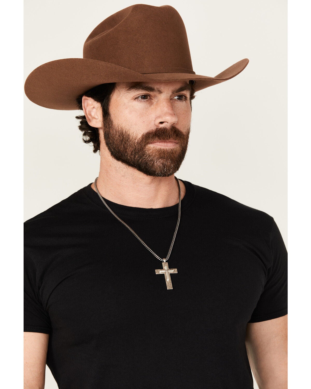 Cody James Men's Hammered Double Cross Necklace, Silver, hi-res