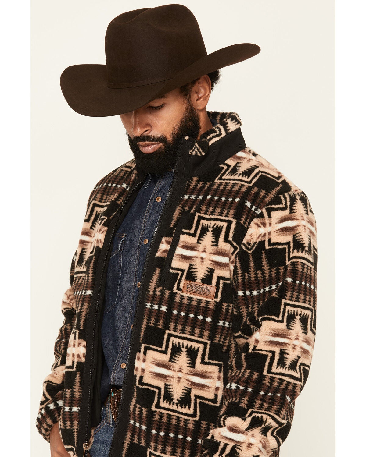 Image #2 - Pendleton Men's Tahuya Harding Printed Berber Jacket, Black, hi-res