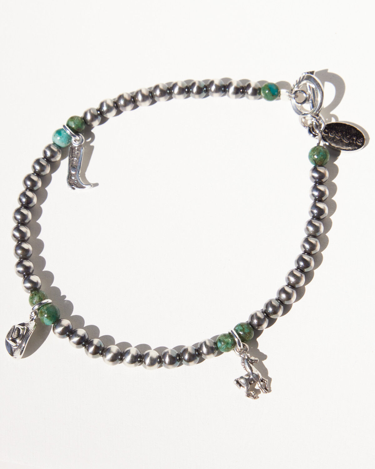 Image #2 - Paige Wallace Women's Navajo Pearls Tiny Charm Bracelet, Silver, hi-res