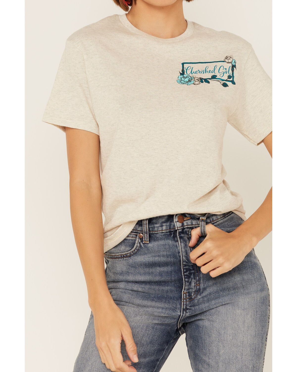Image #2 - Cherished Girl Women's Country Born & Heaven Bound Graphic Short Sleeve Tee, Cream, hi-res