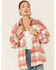 Saints & Hearts Women's Plaid Oversized Shacket, Coral, hi-res