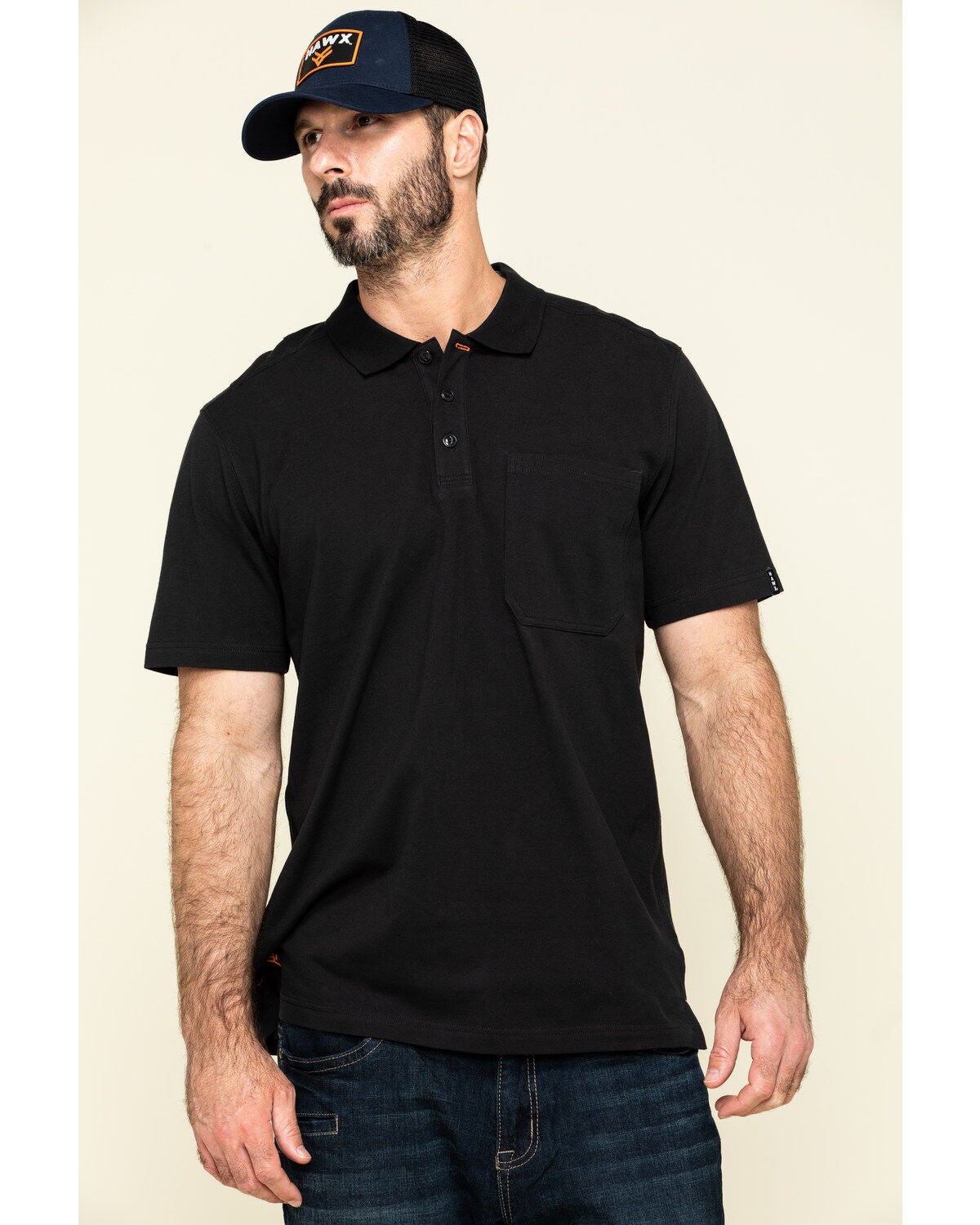 Hawx Men's Miller Pique Short Sleeve Work Polo Shirt, Black, hi-res