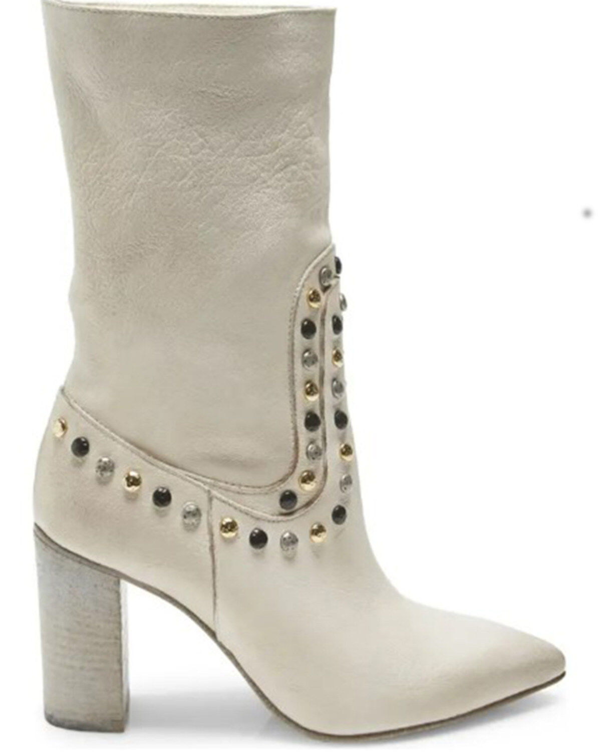 Image #2 - Free People Women's Dakota Heel Studded Western Boots - Round Toe, White, hi-res