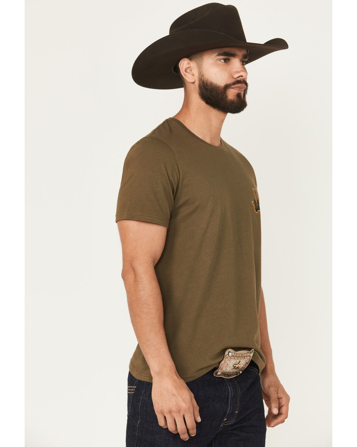 Image #3 - Wrangler Men's Boot Barn Exclusive Texas Short Sleeve Graphic T-Shirt, Green, hi-res