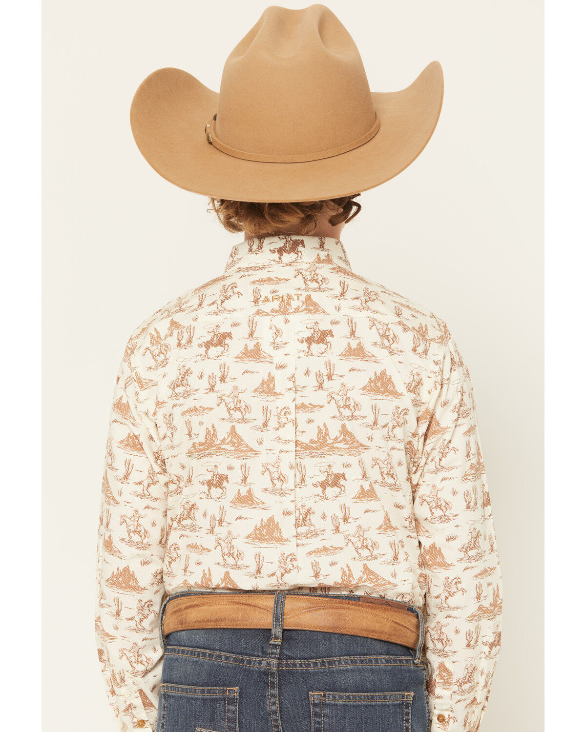 Image #4 - Ariat Boys' Conversation Print Long Sleeve Button-Down Western Shirt, Cream, hi-res