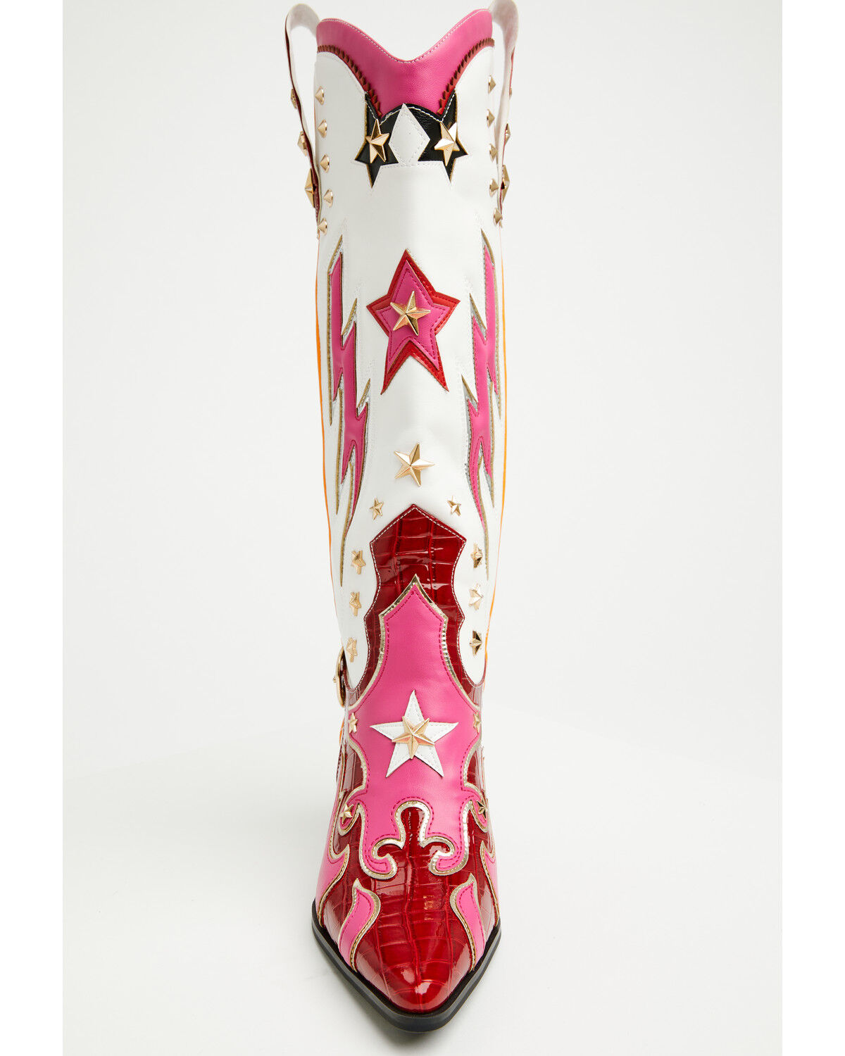 Image #4 - Azalea Wang Women's Cheona Star Studded Inlay Tall Fashion Boots - Snip Toe, Red, hi-res