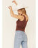 Bandit Brand Women's Hippie Heart Graphic Lace Trim Tank Top, Rust Copper, hi-res