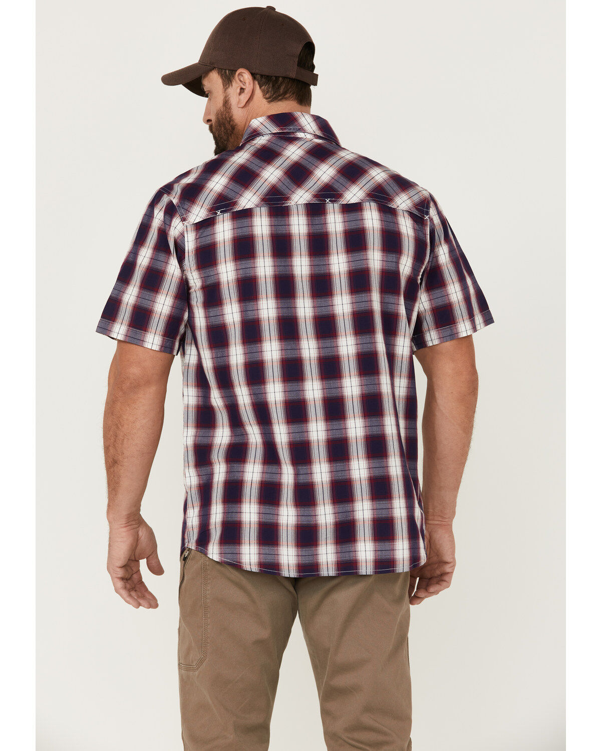 Image #4 - Resistol Men's Atlantis Ombre Plaid Print Short Sleeve Button Down Western Shirt, Navy, hi-res