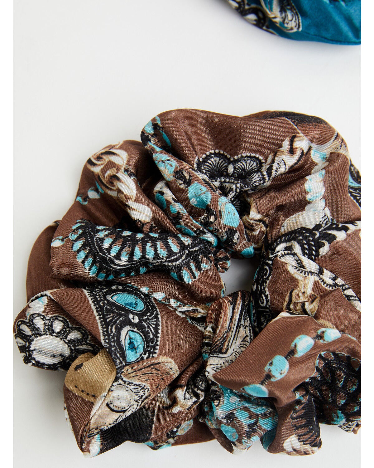 Image #4 - Shyanne Women's Calla Accessory Print Hair Scrunchie Pack - 2 Piece, Blue, hi-res