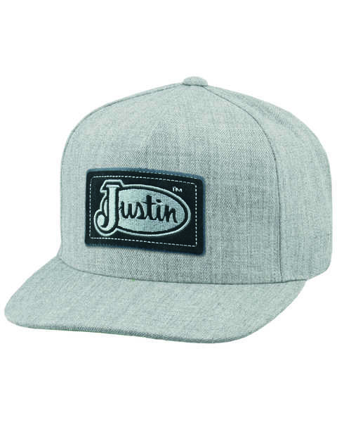 Justin Men's Light Gray Logo Patch Cap , Light Grey, hi-res