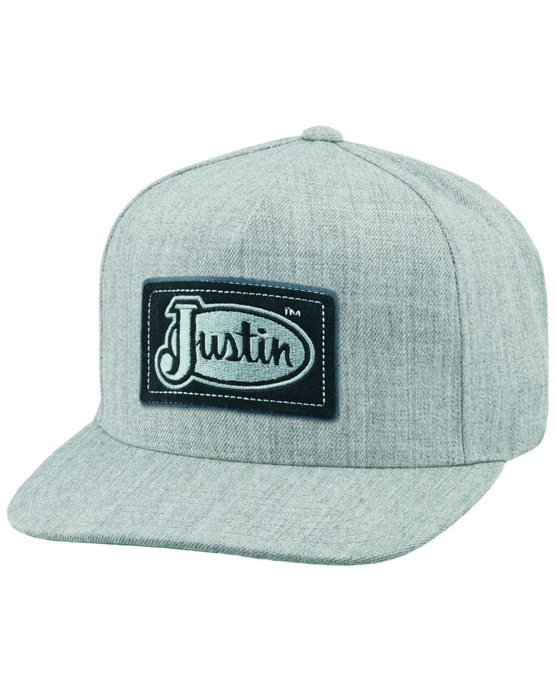 Justin Men's Light Grey Logo Patch Cap , Light Grey, hi-res