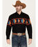 Panhandle Men's Southwestern Border Long Sleeve Western Snap Shirt, Black, hi-res
