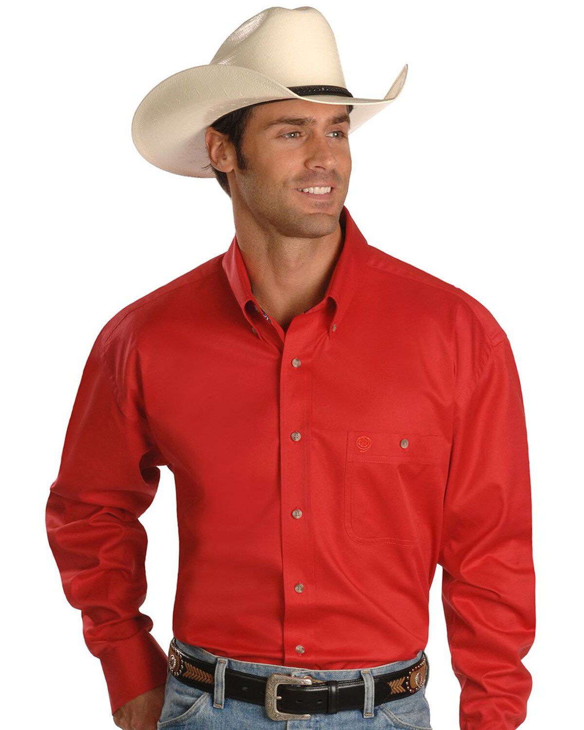 Image #1 - George Strait by Wrangler Men's Black Solid Long Sleeve Western Shirt, , hi-res