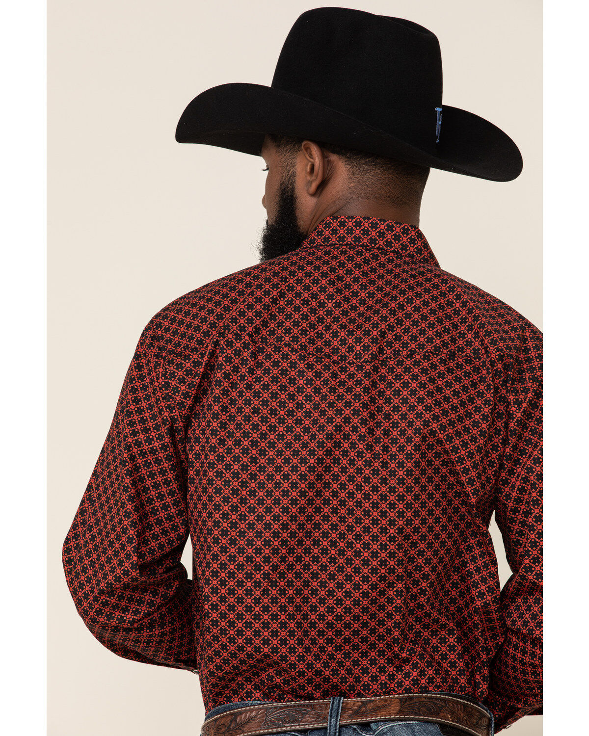 Image #4 - Resistol Men's Red Camden Geo Print Long Sleeve Western Shirt, Red, hi-res