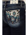 Image #2 - Miss Me Women's Dark Wash Mid Rise Feather Pocket Bootcut Stretch Denim Jeans, Dark Wash, hi-res