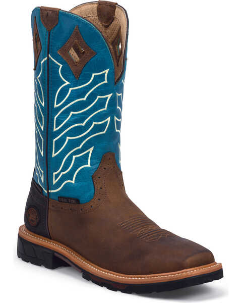 Image #1 - Justin Men's Wyoming Square Steel Toe Hybred Waterproof Work Boots, , hi-res