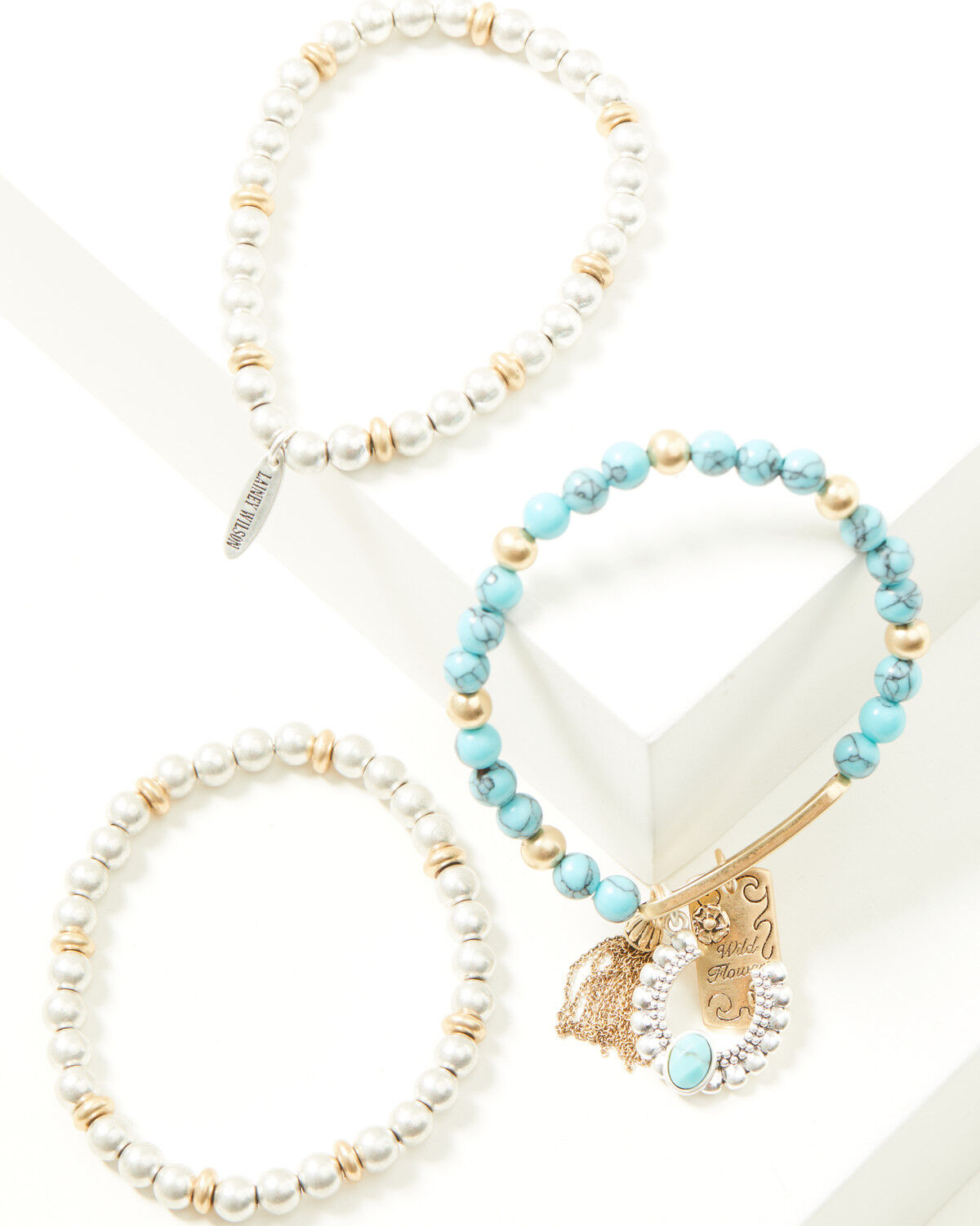 Image #1 - Lainey Wilson Women's Little Bitta Luck Charm Bracelet Set - 3 Piece, Silver, hi-res