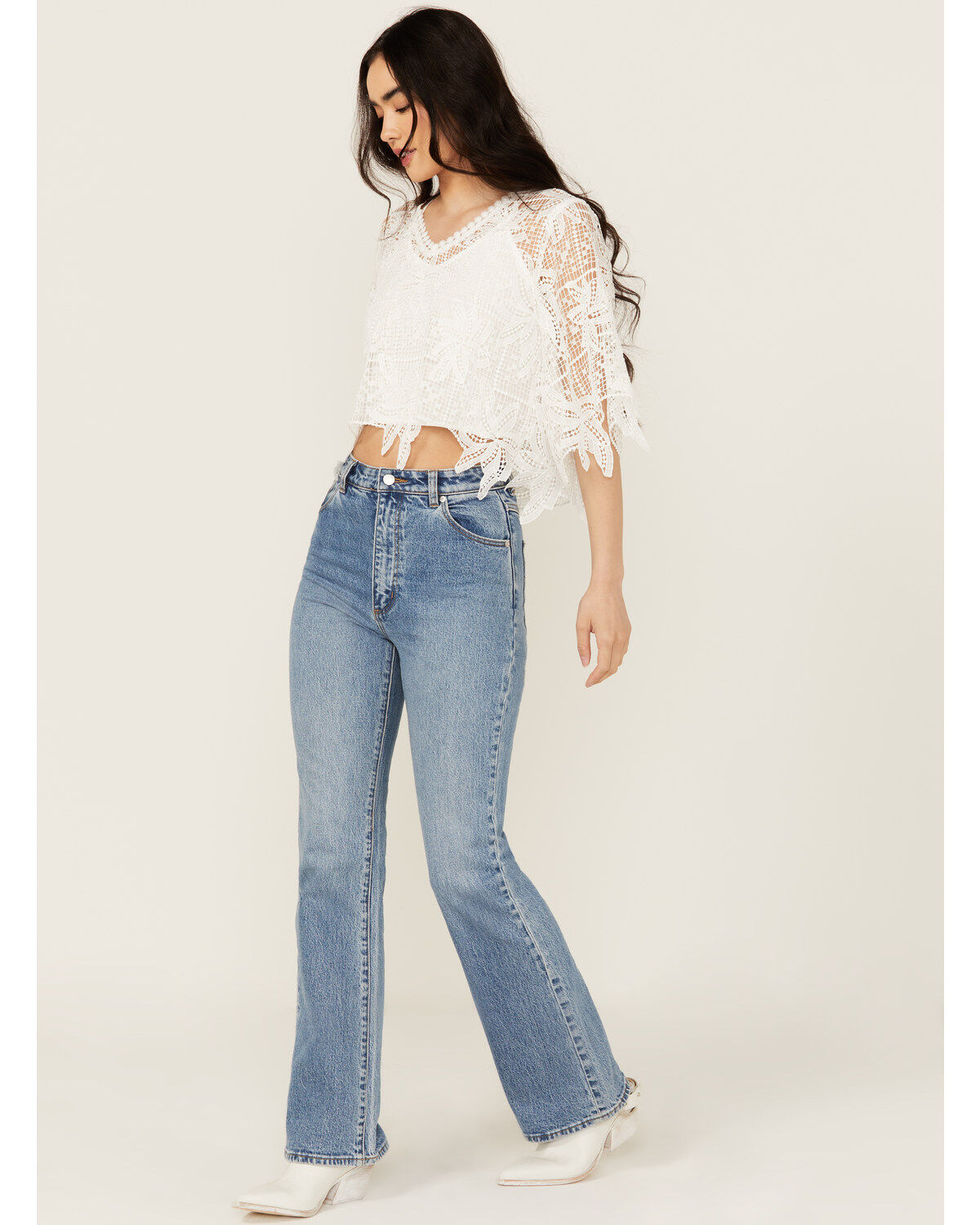 Image #1 - Rolla's Women's Boot Barn Exclusive Salty Medium Wash High Rise Duster Bootcut Stretch Denim Jeans, Medium Wash, hi-res