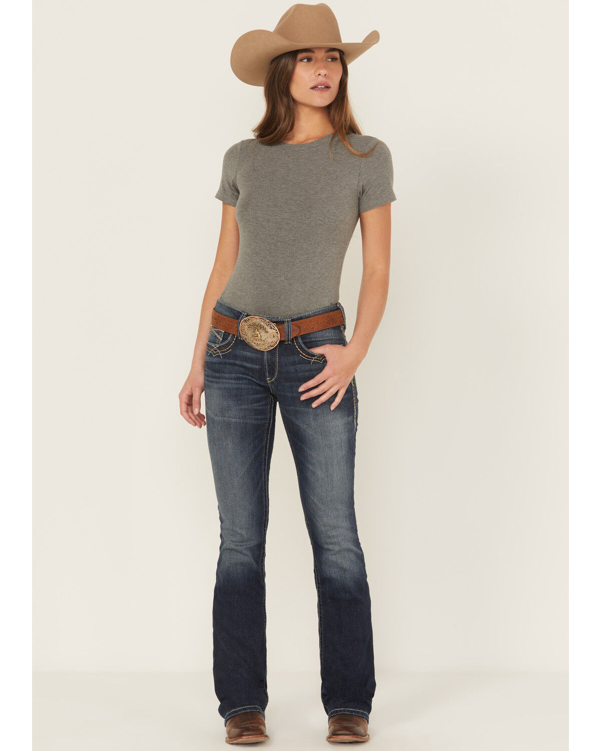 Product Name:  Ariat Women's Elaina Medium Wash High Rise Slim Trouser Stretch Denim Jeans