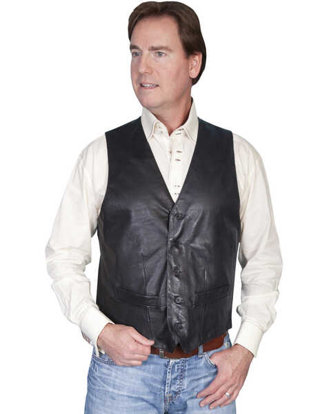 Scully Premium Lamb Leather Vest, Black, hi-res