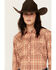 Image #2 - Rough Stock by Panhandle Women's Plaid Print Long Sleeve Snap Western Shirt, Rust Copper, hi-res