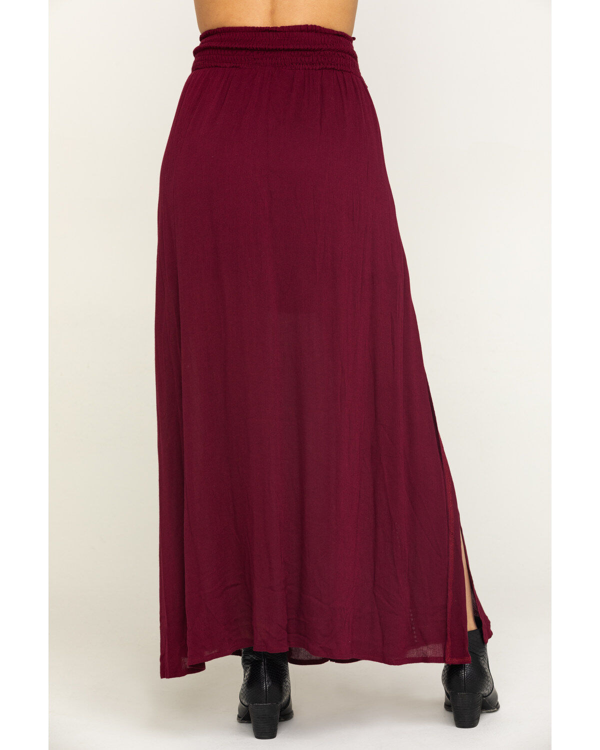 wine colored maxi skirt