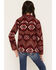 Image #4 - Panhandle Slim Girls' Southwestern Print Berber Jacket, Burgundy, hi-res