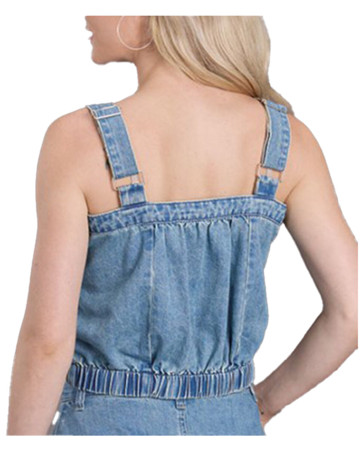 Image #2 - Stetson Women's Light Wash Denim Button Front Tank Top, Light Wash, hi-res