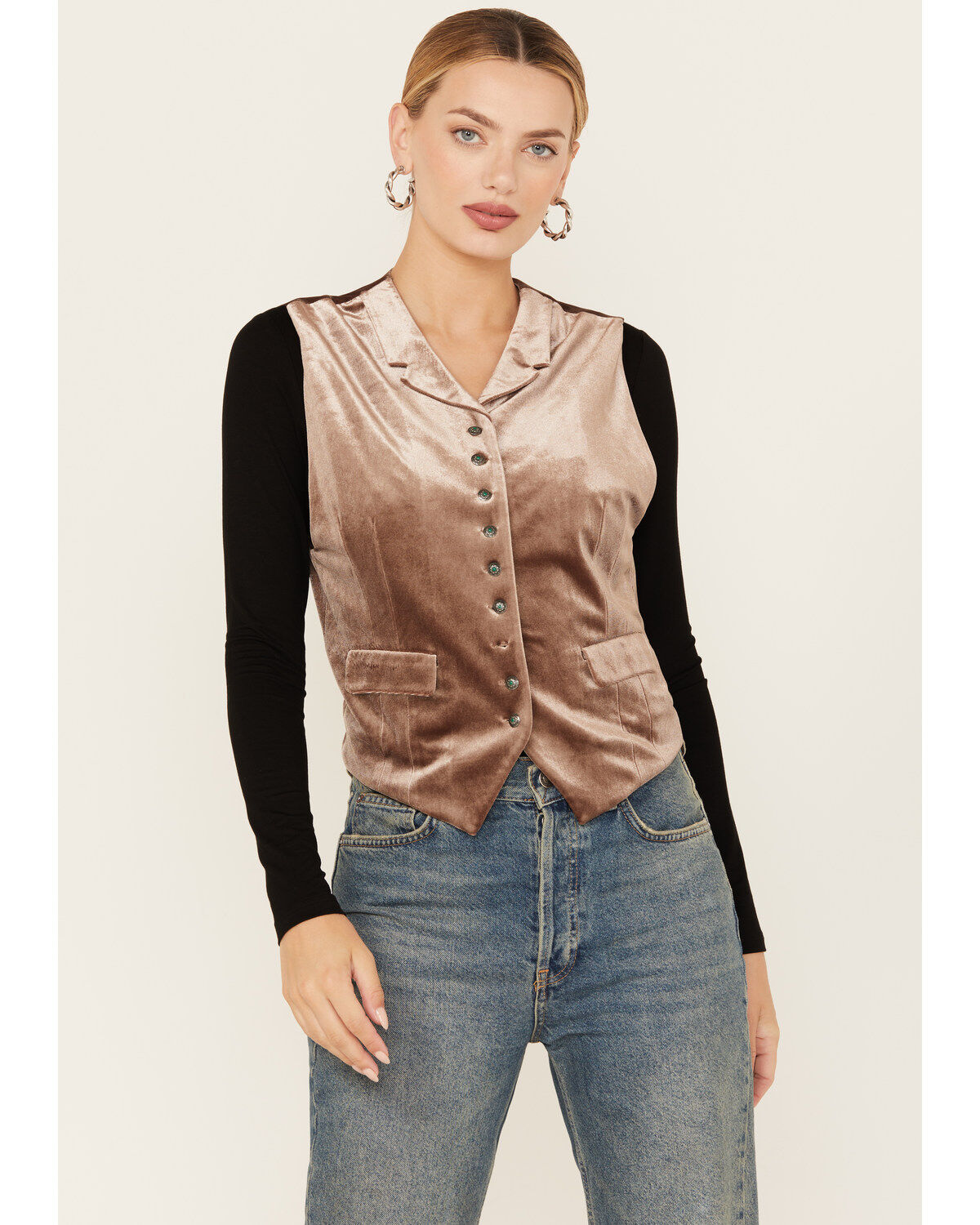 Image #2 - Tasha Polizzi Women's Washed Velvet Larkin Vest, Taupe, hi-res