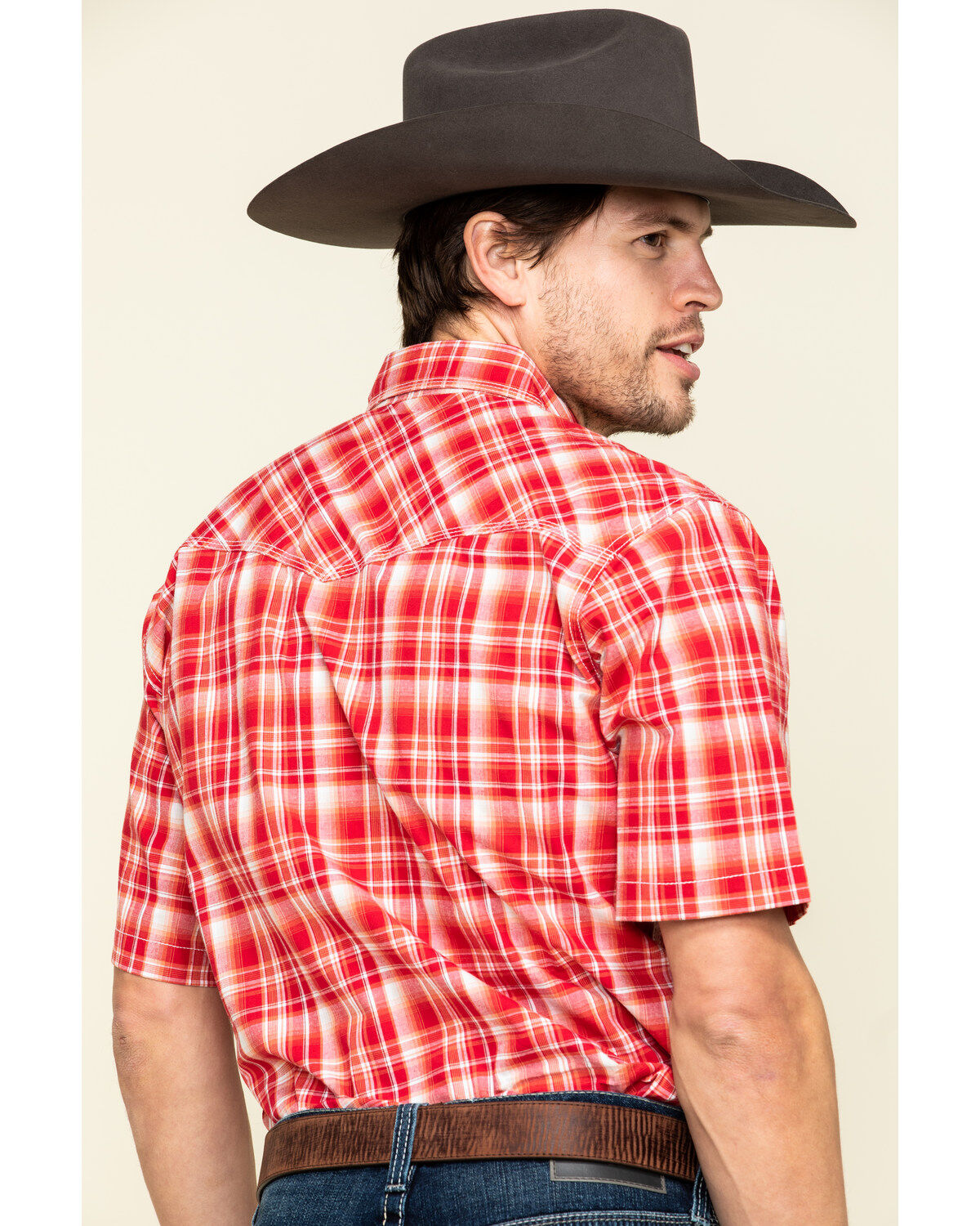 Image #5 - Wrangler 20X Men's Advanced Comfort Plaid Print Short Sleeve Western Shirt, , hi-res