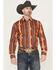 Image #1 - Wrangler Men's Checotah Southwestern Print Long Sleeve Snap Western Shirt, Brown, hi-res