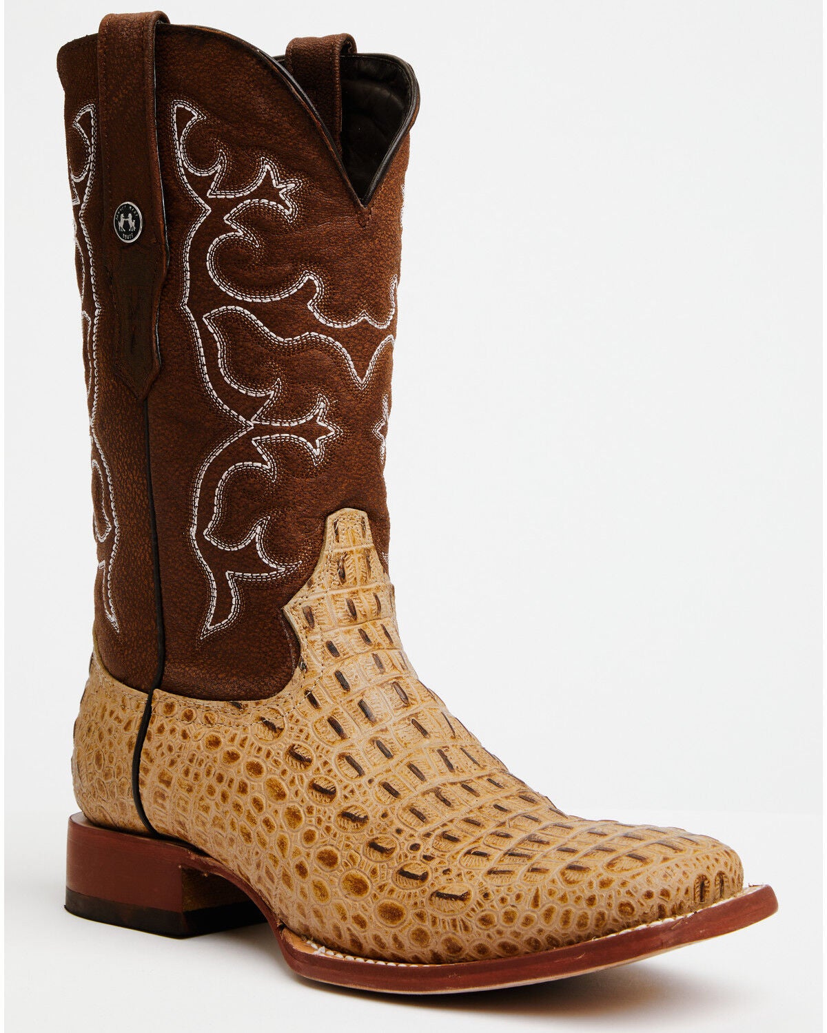 Image #1 - Tanner Mark Men's Ridgeback Caiman Print Western Boots - Broad Square Toe, Oryx, hi-res