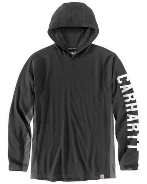 Image #1 - Carhartt Men's Force Relaxed Fit Midweight Long Sleeve Logo Graphic Hooded Work Shirt, Charcoal, hi-res