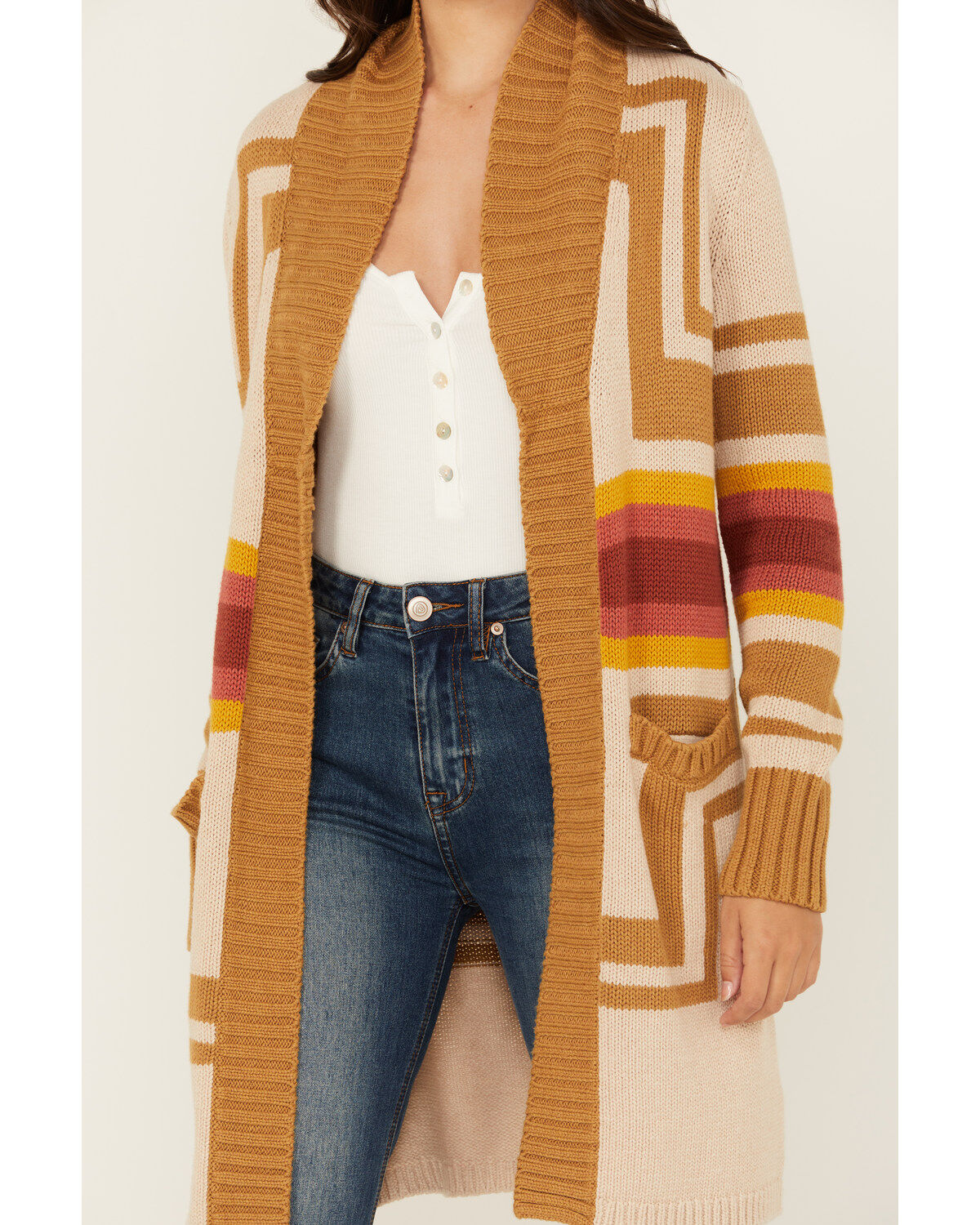 Image #3 - Pendleton Women's Printed Cardigan, Cream, hi-res