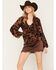 Image #1 - Cleo + Wolf Women's Ruffle Long Sleeve Peplum Top, Brown, hi-res