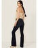 Image #3 - Shyanne Women's Bohemia Dark Wash High Rise Flare Stretch Denim Jeans, Dark Wash, hi-res