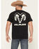 Image #1 - Buckwear Men's Ram Camo Logo Short Sleeve Graphic T-Shirt, Black, hi-res