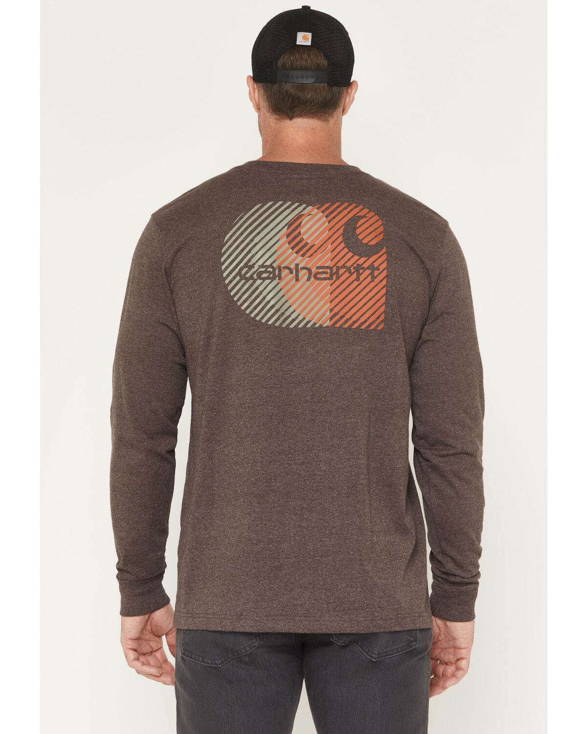 Image #1 - Carhartt Men's Relaxed Fit Heavyweight Long Sleeve Pocket Graphic Work Shirt, Dark Brown, hi-res